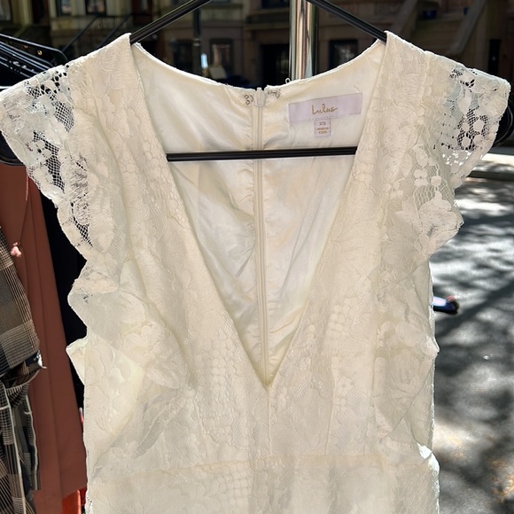 LULU’S | Molinetto White Lace Ruffled Tiered Sleeveless Maxi Dress - Picture 4 of 5